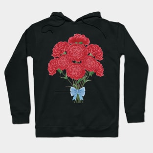 Carnation Bouquet Blue Ribbon Hoodie